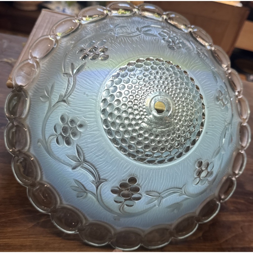Antique 1930s Frosted Light Blue Glass Ceiling Light Shade Cover by Moe Bridges